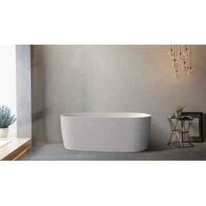 Vista Super Slim Edge Egg Shape Matt White Freestanding Bathtub 1700